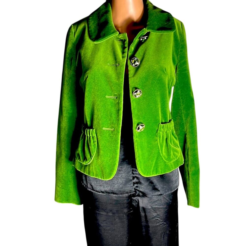 Charles Gray Vintage velvet green crop jacket. X-Small.